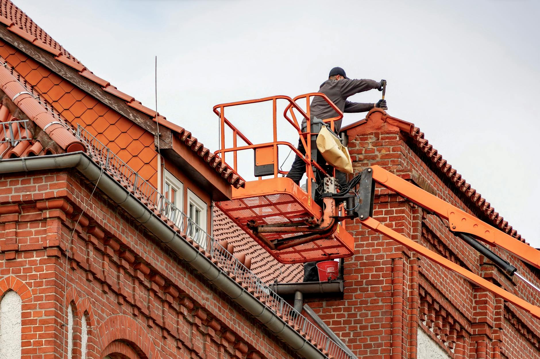 Commercial flat roof with TPO membrane and rooftop HVAC units